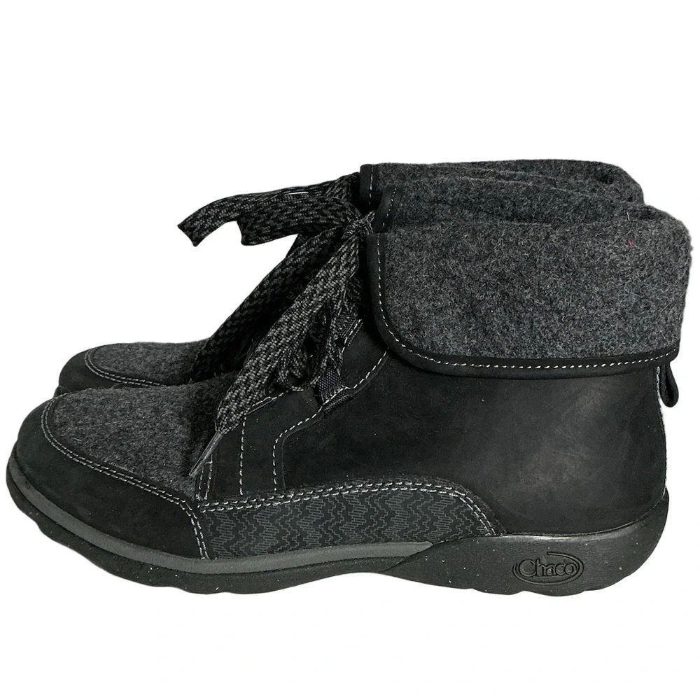 Chaco Black Wool Lace-Up Boots Waterproof Style Outdoor Winter Boot 9.5